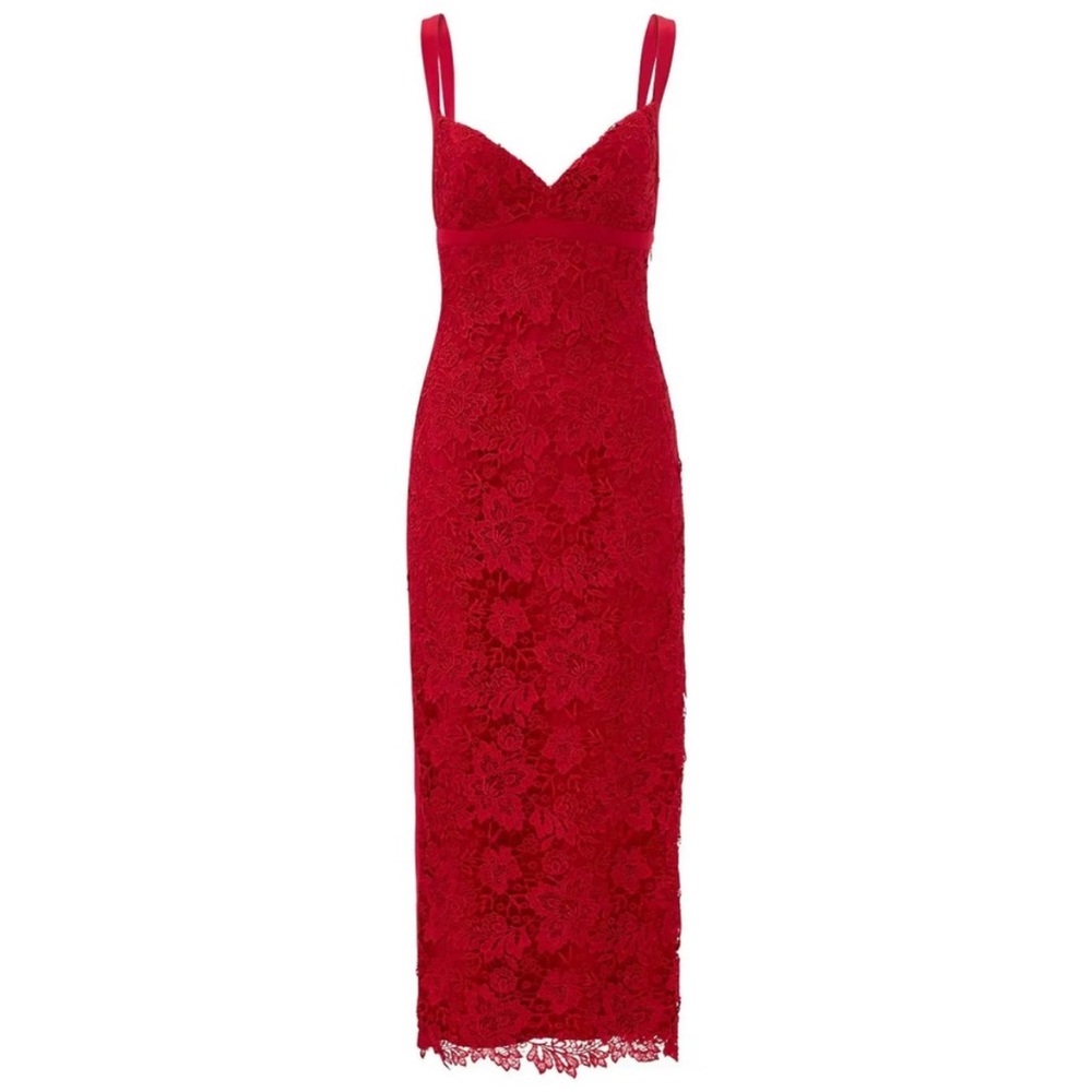 Monique Lhullier ML Pink Midi Strappy Lace Dress 4